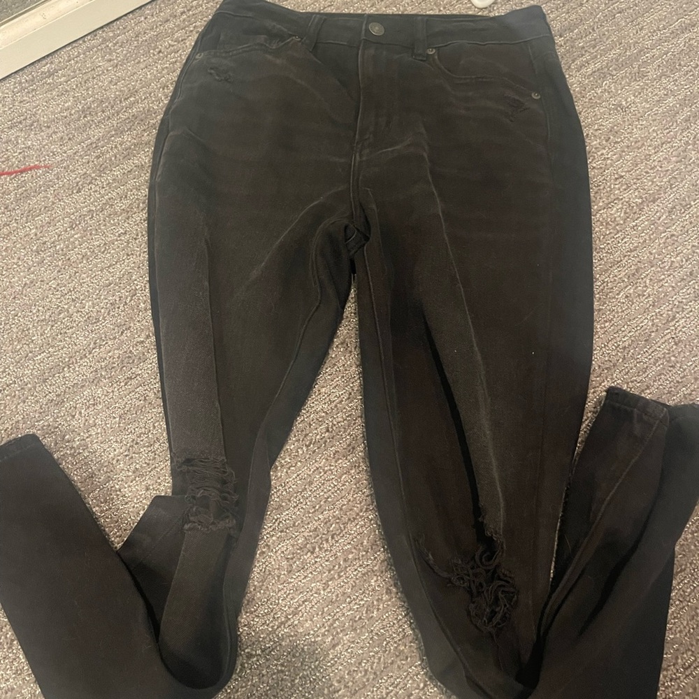 american eagle black denim mom jeans